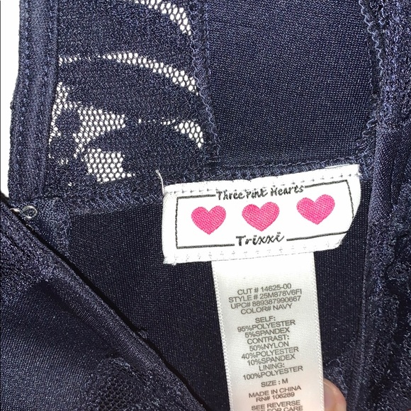 three pink hearts halter top navy lace dress - Picture 3 of 3